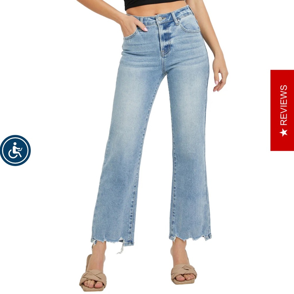 RISEN High Rise Relaxed Straight Jeans

- Rise 10" | Inseam 28"